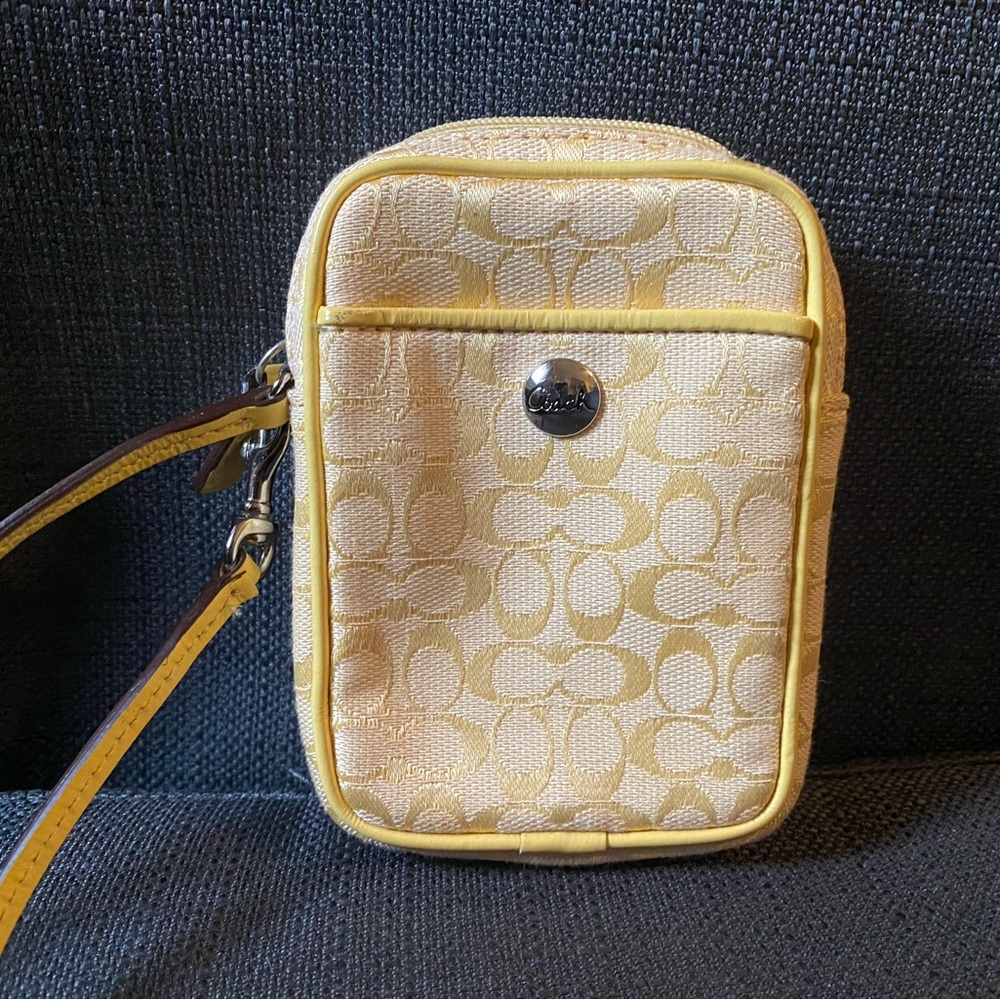 Coach Yellow Wristlet Bag
